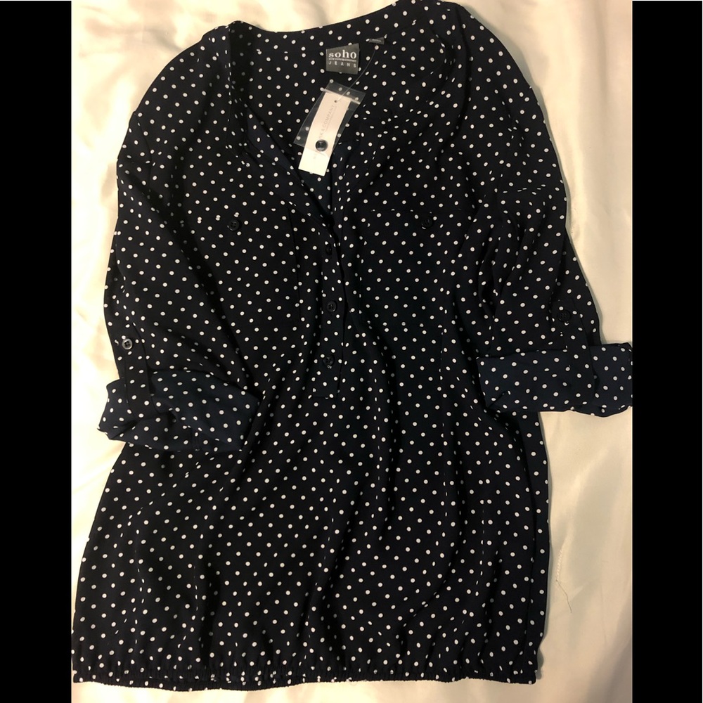 Button down shirt w/roll up 3/4 sleeves